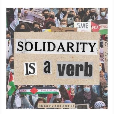 Artist, Antifacist, Antiapartheid. 
Antiimperialist.
SOLIDARITY IS A VERB.