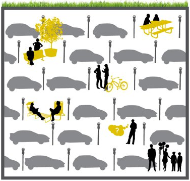 Park(ing) Day celebrates green urban space by turning metered parking spots into temporary public parks worldwide.

Join us for Park(ing) Day 2013 on Sept 20!