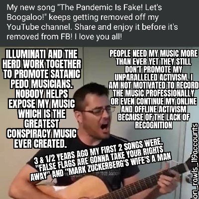 I've had over 120 social media accounts terminated. I created the greatest conspiracy songs, greatest conspiracy decal covered car, greatest memes and info, etc
