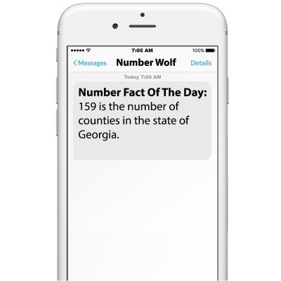 Number Wolf texts you a daily random number fact. Find out more at https://t.co/wFy5PYZnIq