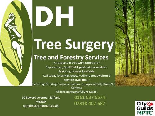 Dave Holmes is a Tree Surgeon based in Greater Manchester, Salford.
For a free quotation please call 07818407682
