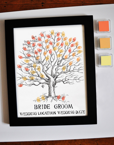 Our Wedding Guest Tree is a unique, custom piece of art that your guests create with their own fingerprints and wishes as a beautiful reminder of your wedding.