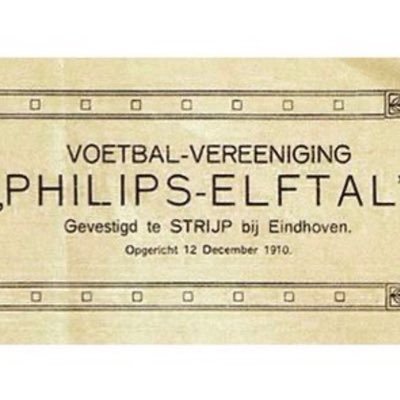 12-12-1910 Philips Elftal opgericht / 15-1-1911 Aftrap Frits Philips 1e wedstrijd / 31-8-1913 PSV opgericht / 22-10-1913 Philips Elftal bij PSV (nu ook voetbal)