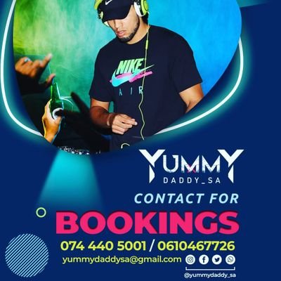 Deejay
For Bookings contact 0610467726
Listen to my latest Mixs on Mixcloud & SoundCloud YummyDaddy_SA.