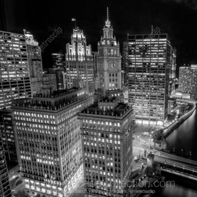 Framed, ready-to-hang, black and white cityscape photography for offices, hotels, hospitals, homes, or any structure with interior walls.