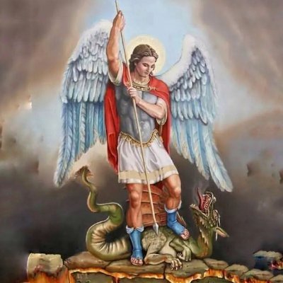 San Miguel Arcangel, defiéndenos en la batalla. Sé nuestro amparo contra la perversidad y acechanzas del demonio. Y arroja al infierno a Satanás.