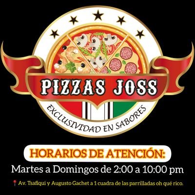 Ofrece una amplia variedad y exclusividad en sabores:

- Pizza Máster
- Pizza Carniza
- Pizza Hawaiana
- Pizza Beicon
- Pizza Veggie
- Pizza Langostinos y más!!