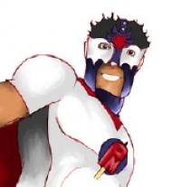 Soy un Latino ice cream street vendor mysteriously turned Superhero con Aztec Warrior Superhuman powers y luchador confidence. I am a positive role model 4 kids