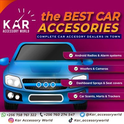 We deal in authentic and genuine car accessories  and also provide car wiring services   0758761322/ 0760274547.    Instagram: kar accessory world