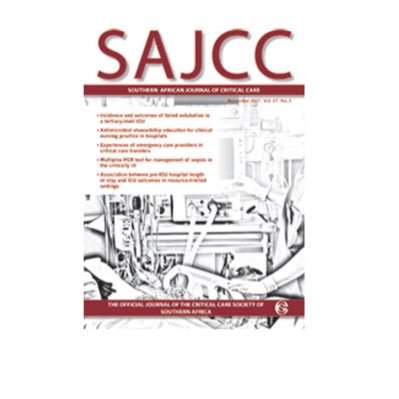 The Southern African Journal of Critical Care publishes multidisciplinary scientific articles related to adult and paediatric critical and intensive care.