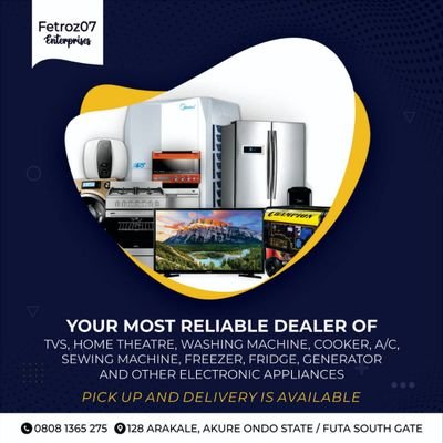 Sells all sorts of household electronics |Delivery within Akure | Call + WhatsApp@ 08081365275.126 arakale akure| We serve the cheapest prices around😁
