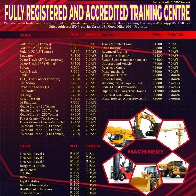 AcademyHsale's profile picture. HSale Training  Academy is a training provider that offers mining, construction, and safety compliance courses. 
063 850 9229- info@hsaletraining.com
