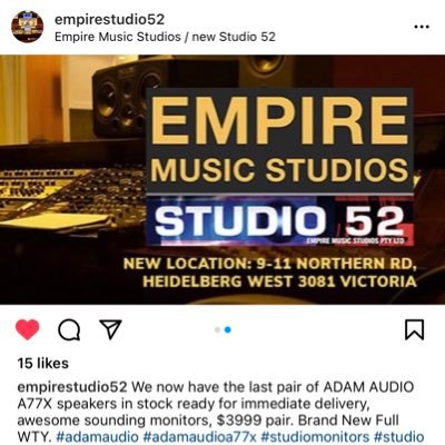 Brand New Studios in Heidelberg replace Studio 52 in Collingwood . Checkout all the new recordings *for bookings and & info call Paul Higgins on 0412686252