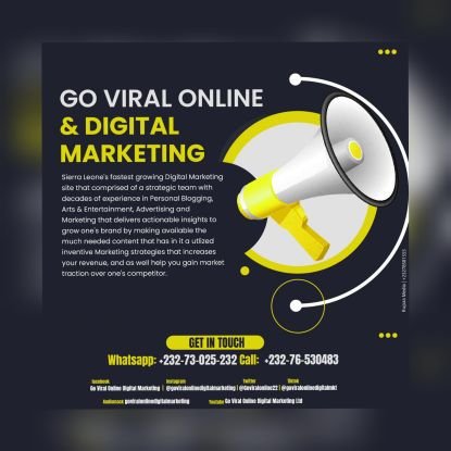 Sierra Leone's fastest growing Digital Marketing site. We help one's personal self or business to grow, we build our contents beyond human imagination.