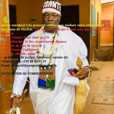 Grand maître spirituel MARABOUT LOKO VOGNON retour d'affection, envoûtement et autres contacter par mail:majestelokovognon@gmail.com ou par tel:+22960067123