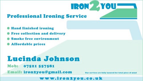 iron2youcompany's profile picture. Iron 2 You is an ironing service with high standards offering low prices, but high standards. Please contact us on 07521 557 851 or email iron2you@gmail.com.