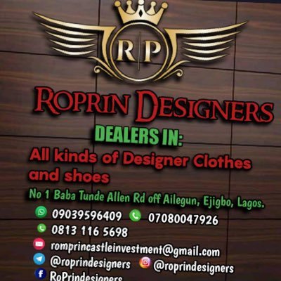 Dealers In All Kinds Of Designers Footwear’s And Clothing, We Deal On Different Designers Cloths