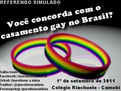 Twitter feito pela oitava série, colégio Riachuelo, Santa Maria, com o objetivo de discutir a ideia do casamento gay.