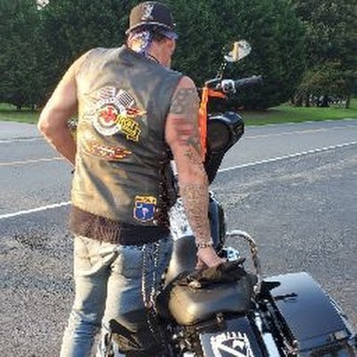 Mature adventurous veteran biker