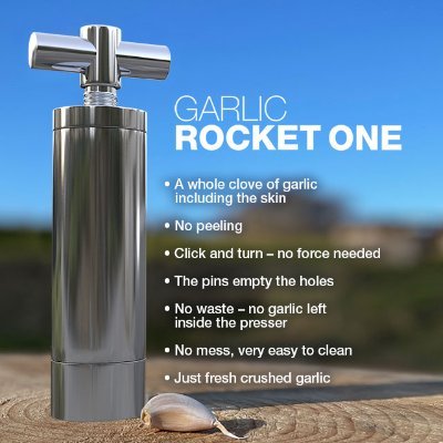 This superlative combination of ground-breaking new technology with innovative functions makes GARLIC ROCKET ONE the biggest garlic innovation.