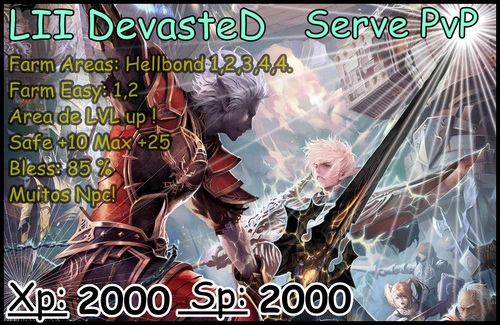 l2DevastedServe's profile picture. Xp :2000x - Sp :2000x - Adena: 10000
Normal Enchant: 70% - Blessed Enchant: 85%
Max Enc.: +25 - Safe : +10