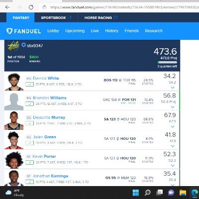 FanDuel handle is Stix9347!