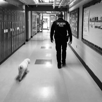 Parker Middle School SRO - Chelmsford ————-I’m just the guy at the end of Ozzie’s leash. @chelmsfordpd #parkerpride