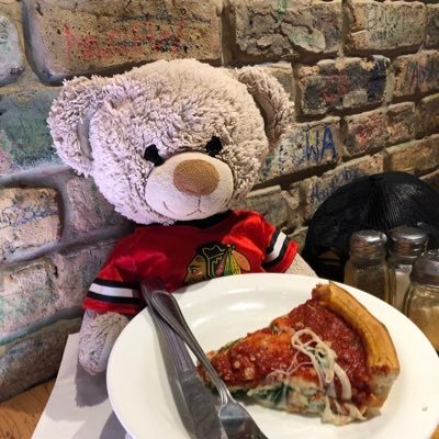 Hockey and Pizza what more does a bear need? Oh yeah! Chocolate!! 🤣