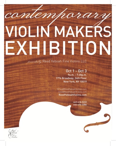 Reed Yeboah Fine Violins, NYC presents the Contemporary Violin Makers Exhibition featuring many of the world’s finest violinmakers Oct 1-3 @ 1776 Broadway, NYC!