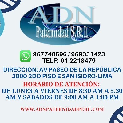ADN Paternidad representantes en el Perú del LABORATORIO DDC Diagnostic Center de los Estados Unidos expertos en realizar pruebas de ADN