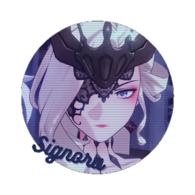 signoira's profile picture. Gladly to be stepped on by Signora, Ei, Yae Miko, Eula, and Yelan.