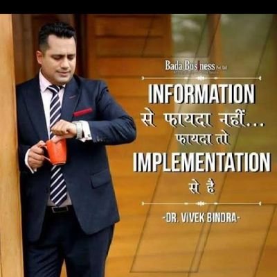 I'm Senior Business Consultant of Bada Business. An Initiative by Dr Vivek Bindra Sir & feeling so much happy, great, people help to grow their business.
