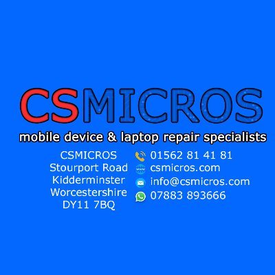 CSMicros_'s profile picture. We repair PCs, Apple Mac's, iphone screens, tablet screens. New and refurb Laptops and PC’s, Windows 10, Nintendo Switch repairs.