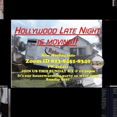 Hollywood Late Online AA Meeting. 
Rule 62 Meeting. 7 nights a week. 24/7 “Parking Lot”

Meeting Code 823-8451- 8340
Password - 445411
11.30 pm Pacific