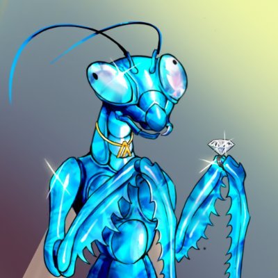 A collection of 982 Mantises. Every NFT purchase plants a tree! Rand Gallery - https://t.co/mNVc2JxRjK AB2 - https://t.co/DyYbjUJoWd. Discord