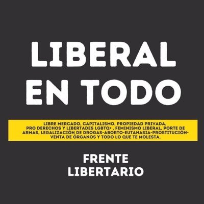 Grupo de libertarios que promueve la libertad en todos los sentidos. Hacemos frente a la derecha moralista y a la izquierda estatista.

#FrenteLibertario