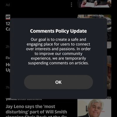 Yahoo turned off comments - severely limiting free speech.