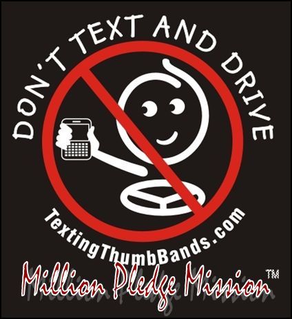 We're on a mission to stop 1,000,000 drivers from texting and driving and make the raods safer for all of us!