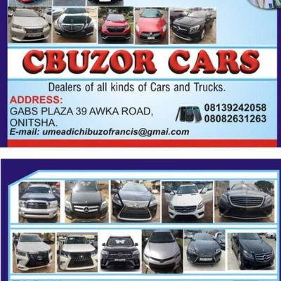 Cbuzor cars is a registered car dealer company based in Onitsha Nigeria under the registration of Nigerian CAC