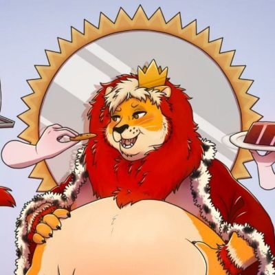 NSFW/23/DemiPan/Furry/Feedee/Irl Gainer/275 pounds of Royal Lion/Pfp by PeachieSheepie