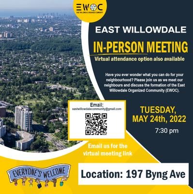 We are folks living in East Willowdale, and we have organized this wonderful community! Email us: eastwillowdalecommunity@gmail.com!