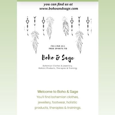 Boho & Sage is an ethically minded company sourcing and selling unique bohemian clothing, footwear, jewellery & holistic products & therapies & cacao