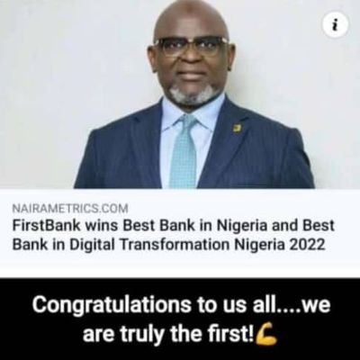 CEO of FirstBank Group; @FirstBankngr; the most valuable banking brand in Nigeria & one of Africa's leading financial institution.