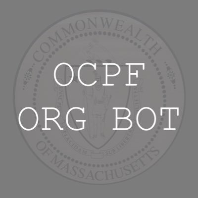 The MA Office of Campaign and Political Finance administers the state's campaign finance law. This account posts recently organized candidates and committees.