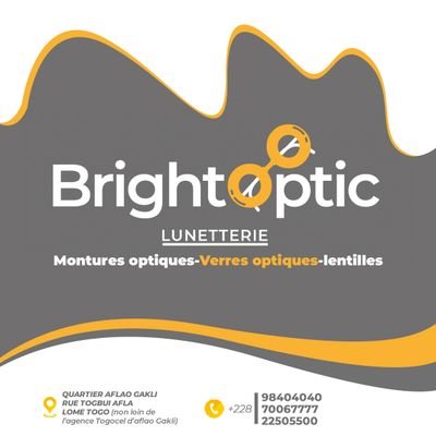 BrightOptictg's profile picture. Bright opitic est une lunetterie médicale spécialisée dans la vente de monture, l'entretien, réparation et traitement de verre. Lomé - TOGO (attikoumé)