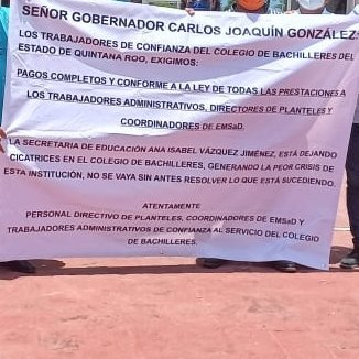 Somos mas de 700 trabajadores del Colegio de Bachilleres del Estado de Quintana Roo, buscamos la dignificacion de nuestro trabajo en apego a las CGT