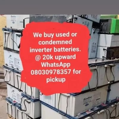 We Buy Used/bad/defective inverter batteries for recycling in Nigeria. WhatsApp 08030978357. follow on Instagram @celestine_batteries