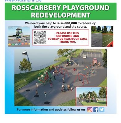 We are hoping with your help to redevelop Rosscarbery playground and courts.We would be grateful for any donations to achieve our goal.