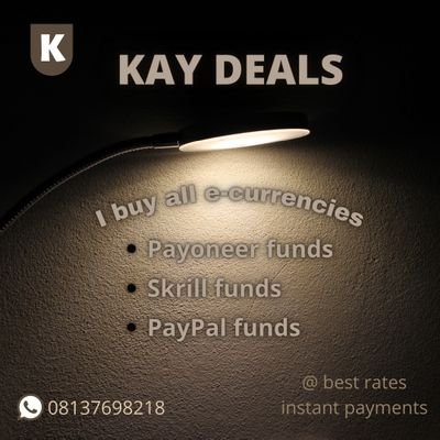 I buy all e-currencies including clean PayPal funds, Payoneer funds, Skrill funds ... etc
Hit me up https://t.co/aMez7ASLFq 

Always active
100% legit