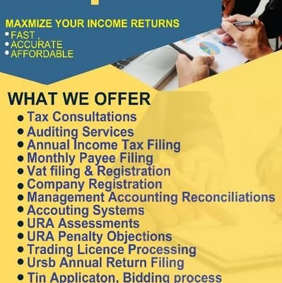 I Ntale Nasuru, agraduate of bachelors of commerce accounting option,..the following are the services that i offer..Annual income tax filing and many more